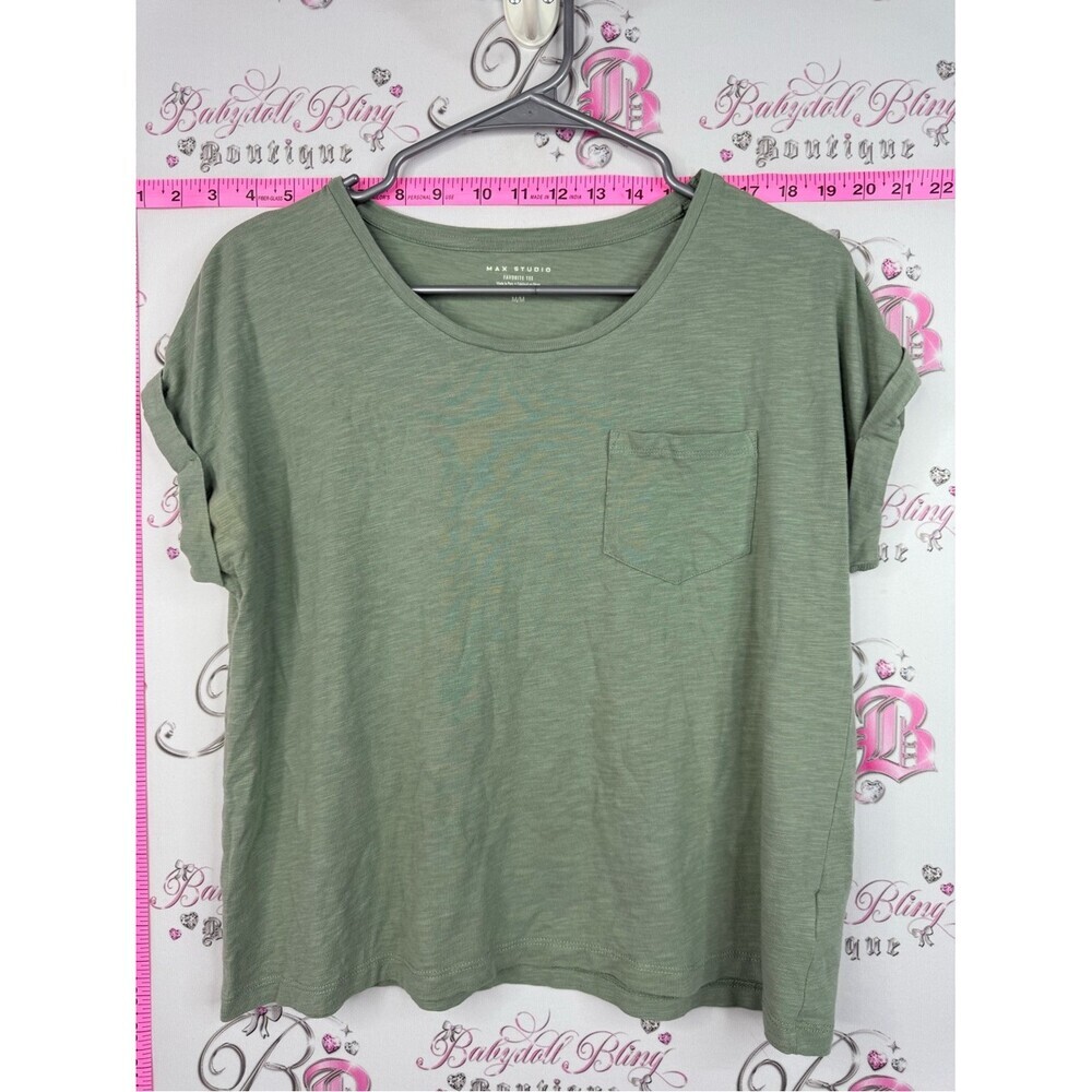 Max Studio favourite tee Olive Green Pocket Short Sleeve Tee